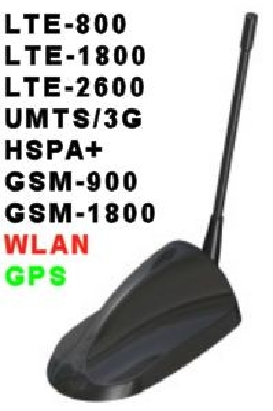 Shark Multiband-Antenne Panorama GPRBM mit Magnetfuß für GPS, WLAN, alle LTE-Frequenzen, 3G, 2G und Zusatzstrahler für LTE - Kopie
